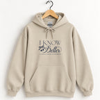 I Know Better, I Simply Chose Otherwise hoodie in Sand on a wooden hanger, navy chest print