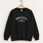 Respectfully, No crewneck sweatshirt in Black on a wooden hanger