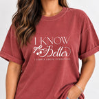 Woman wearing the I Know Better, I Simply Chose Otherwise tee in Chili, oversized fit with cuffed sleeves