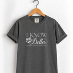 I Know Better, I Simply Chose Otherwise Comfort Colors tee in Pepper on a wooden hanger, front view