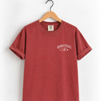 Respectfully, No tee in Chili on a wooden hanger