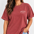 Woman wearing the Respectfully, No tee in Chili